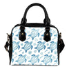 Blue Sea Turtle Pattern Leather Shoulder Handbag