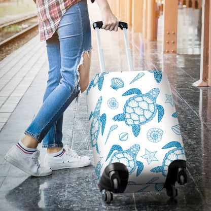 Blue Sea Turtle Pattern Luggage Cover Protector