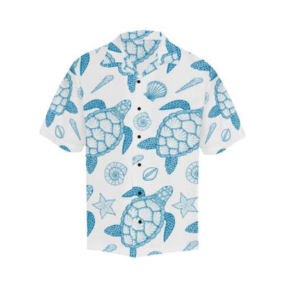 Blue Sea Turtle Pattern Men Hawaiian Shirt