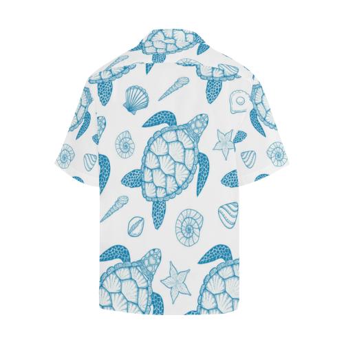 Blue Sea Turtle Pattern Men Hawaiian Shirt