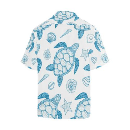 Blue Sea Turtle Pattern Men Hawaiian Shirt