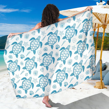 Blue Sea Turtle Pattern Beach Sarong Pareo Wrap
