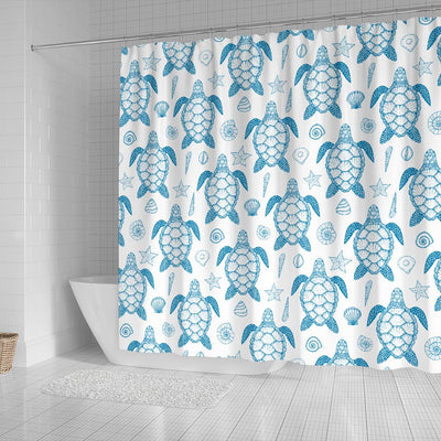 Blue Sea Turtle Pattern Shower Curtain