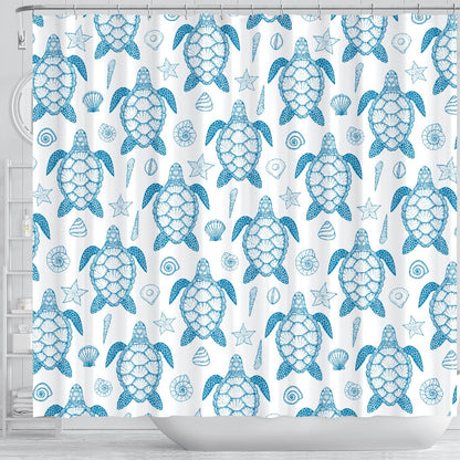 Blue Sea Turtle Pattern Shower Curtain