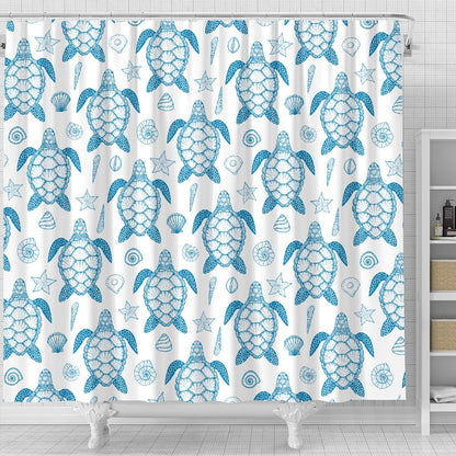 Blue Sea Turtle Pattern Shower Curtain