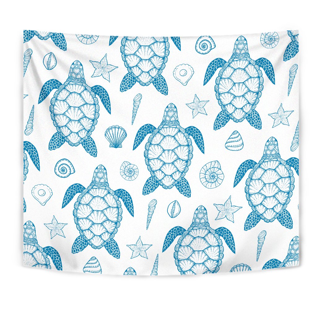 Blue Sea Turtle Pattern Wall Tapestry
