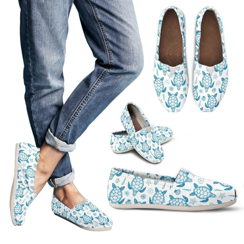 Blue Sea Turtle Pattern Women Casual Shoes-JorJune.com