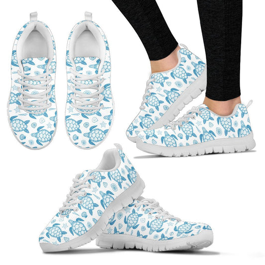 Blue Sea Turtle Pattern Women Sneakers