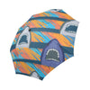 Blue Shark Pattern Automatic Foldable Umbrella