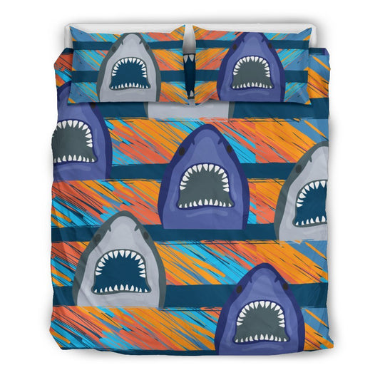 Blue Shark Pattern Duvet Cover Bedding Set