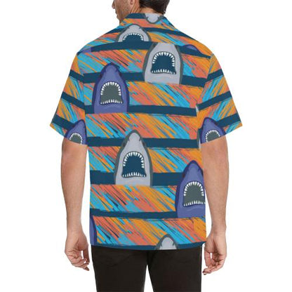 Blue Shark Pattern Men Hawaiian Shirt