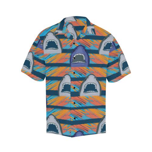 Blue Shark Pattern Men Hawaiian Shirt