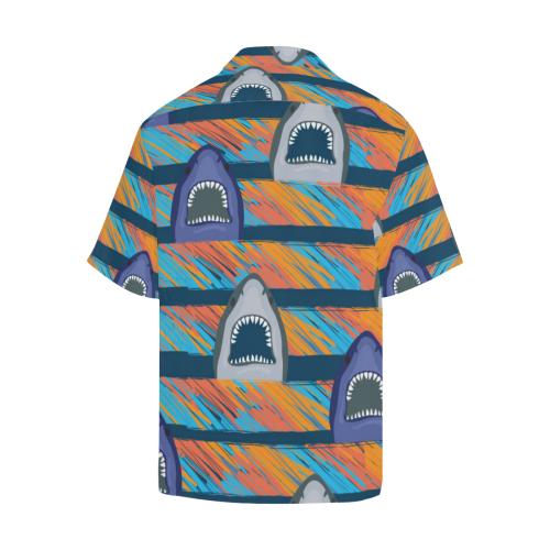Blue Shark Pattern Men Hawaiian Shirt