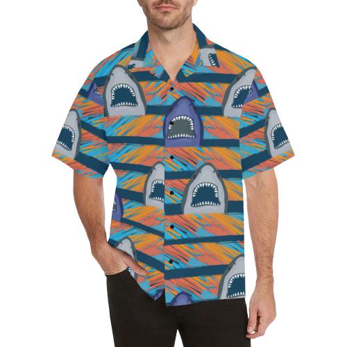 Blue Shark Pattern Men Hawaiian Shirt