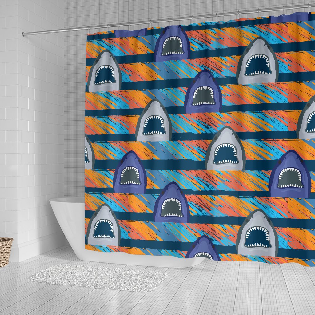 Blue Shark Pattern Shower Curtain