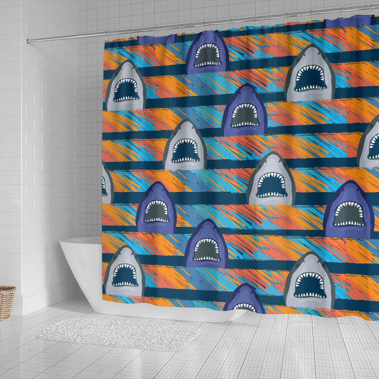 Blue Shark Pattern Shower Curtain