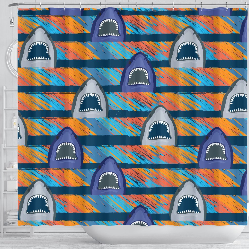 Blue Shark Pattern Shower Curtain