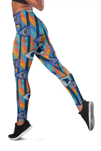 Blue Shark Pattern Women Leggings