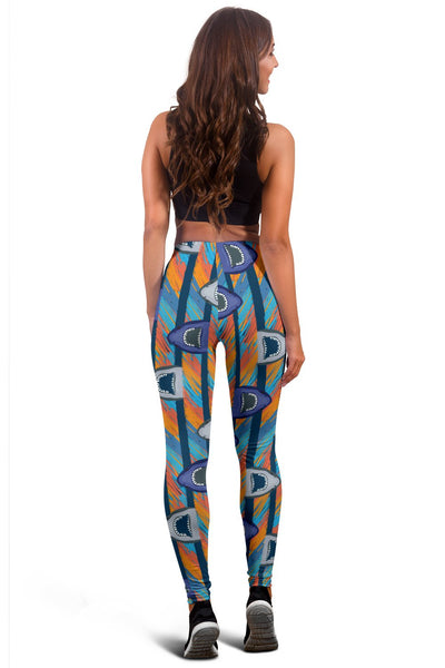 Blue Shark Pattern Women Leggings