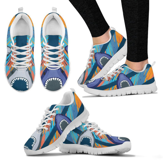 Blue Shark Pattern Women Sneakers