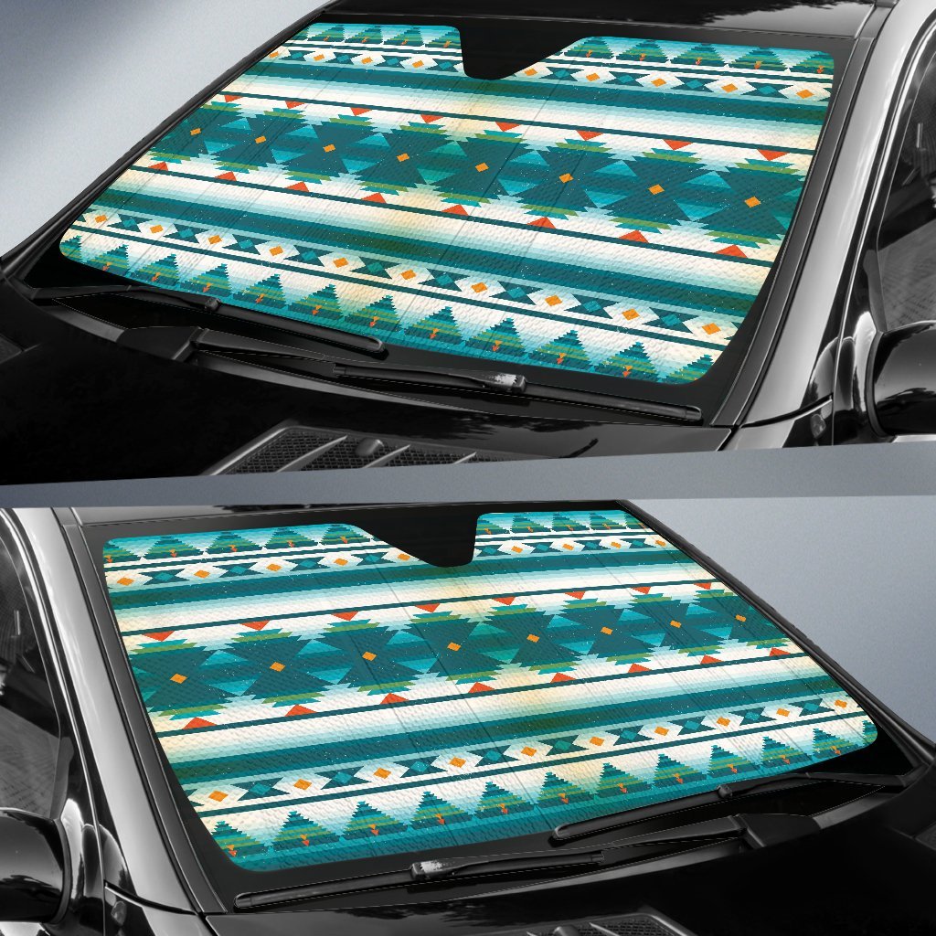 Blue Tribal Aztec Car Sun Shade-JorJune
