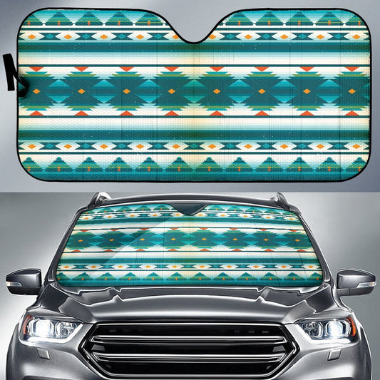 Blue Tribal Aztec Car Sun Shade-JorJune