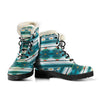Blue Tribal Aztec Faux Fur Leather Boots