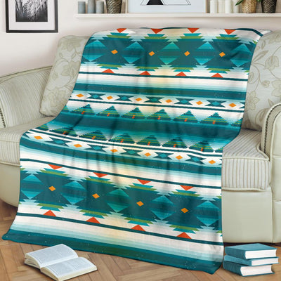 Blue Tribal Aztec Fleece Blanket