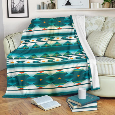 Blue Tribal Aztec Fleece Blanket