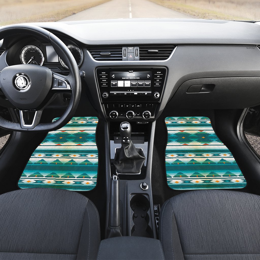 Blue Tribal Aztec Front and Back Car Floor Mats