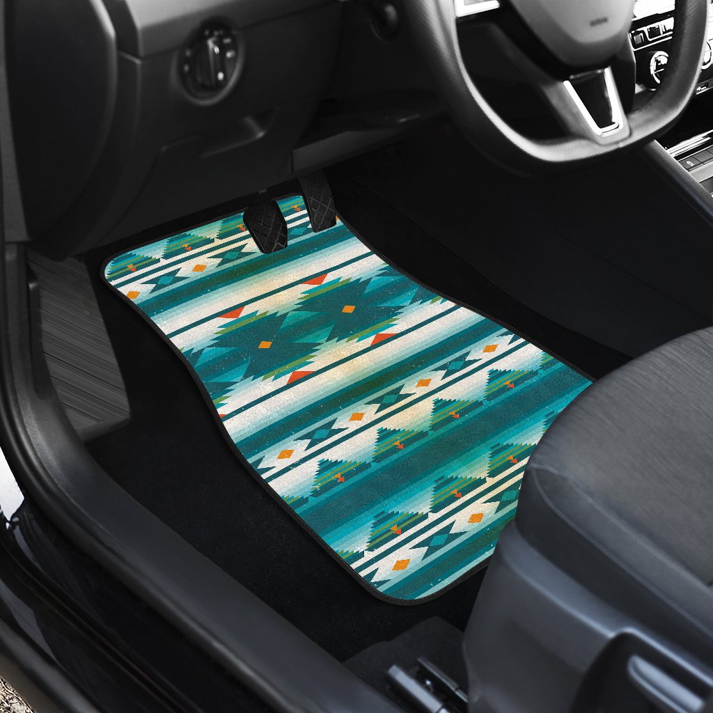 Blue Tribal Aztec Front and Back Car Floor Mats