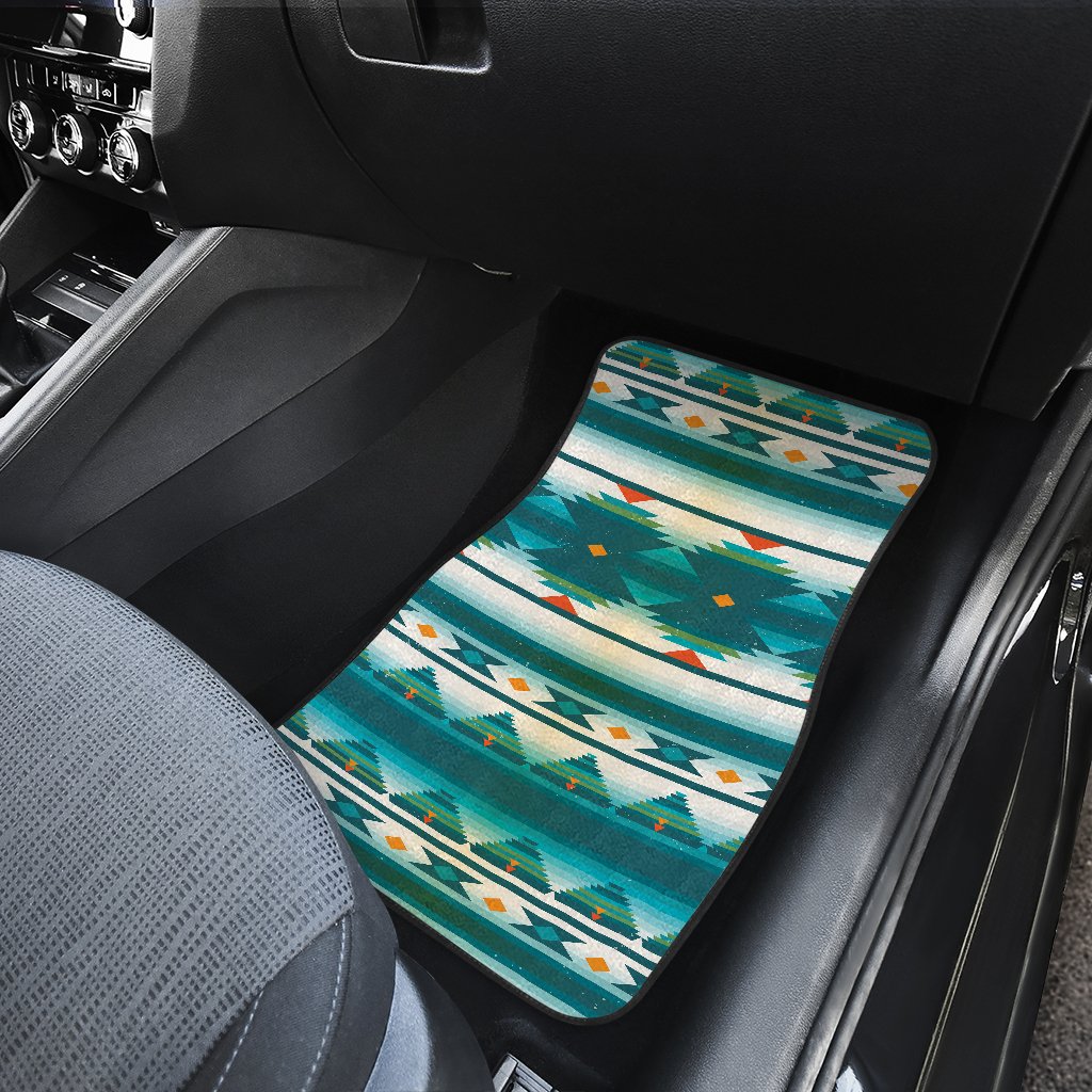 Blue Tribal Aztec Front and Back Car Floor Mats