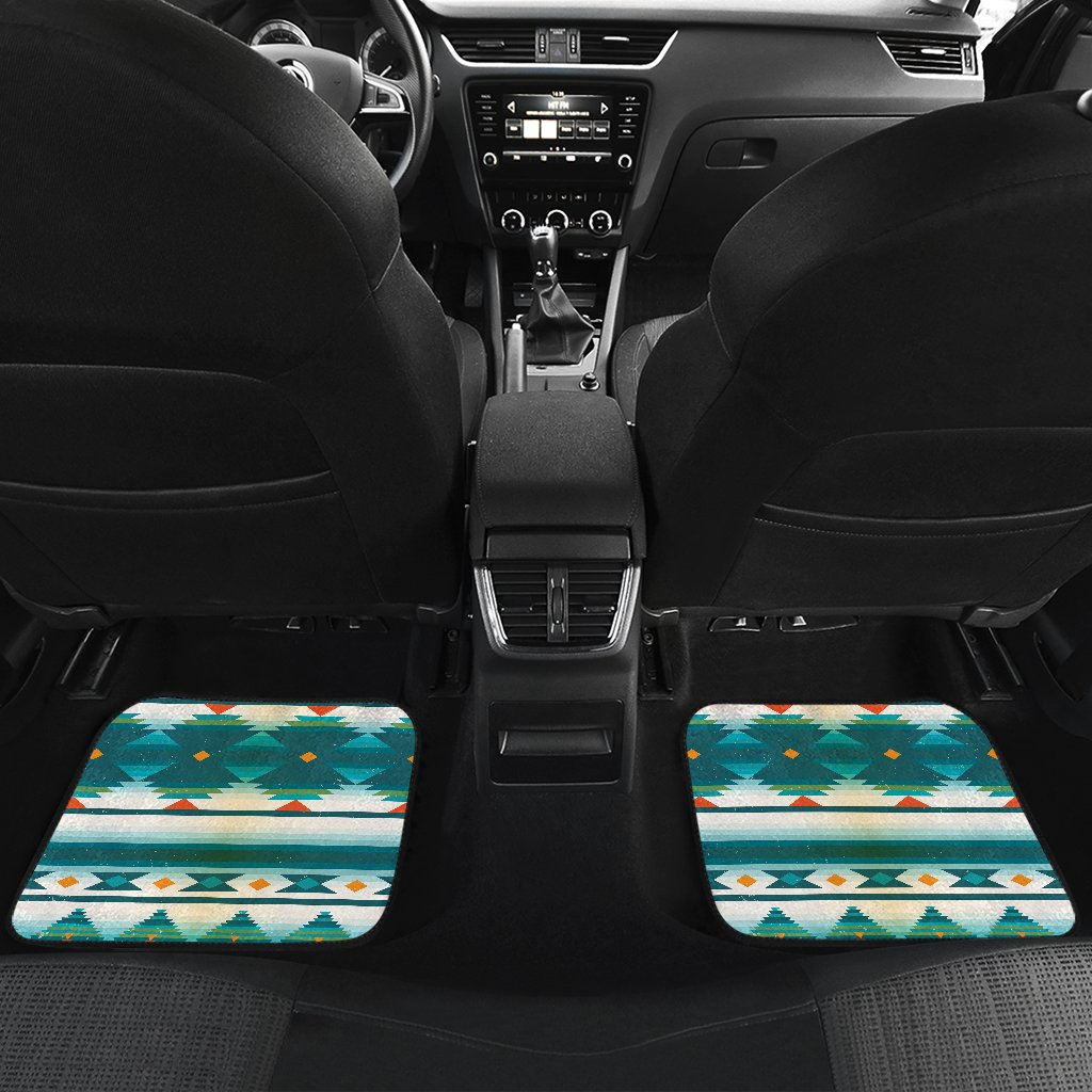 Blue Tribal Aztec Front and Back Car Floor Mats
