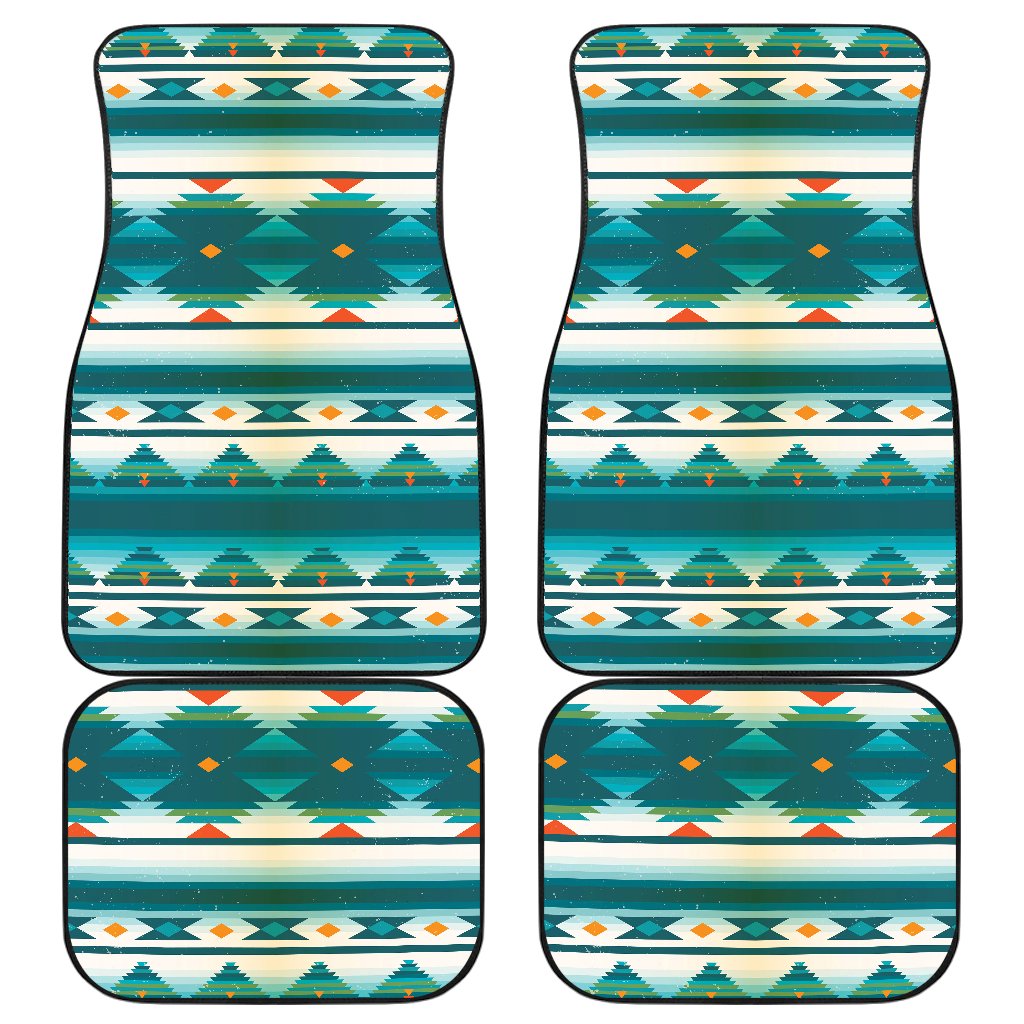 Blue Tribal Aztec Front and Back Car Floor Mats