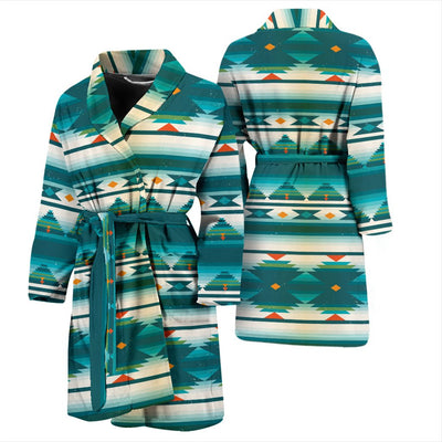 Blue Tribal Aztec Men Bath Robe