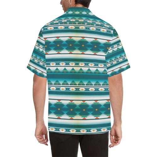 Blue Tribal Aztec Men Hawaiian Shirt