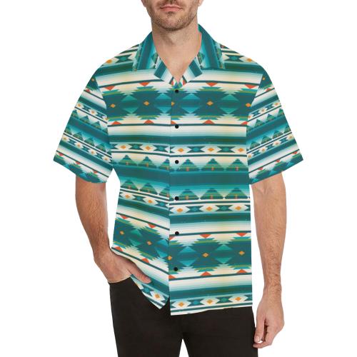 Blue Tribal Aztec Men Hawaiian Shirt