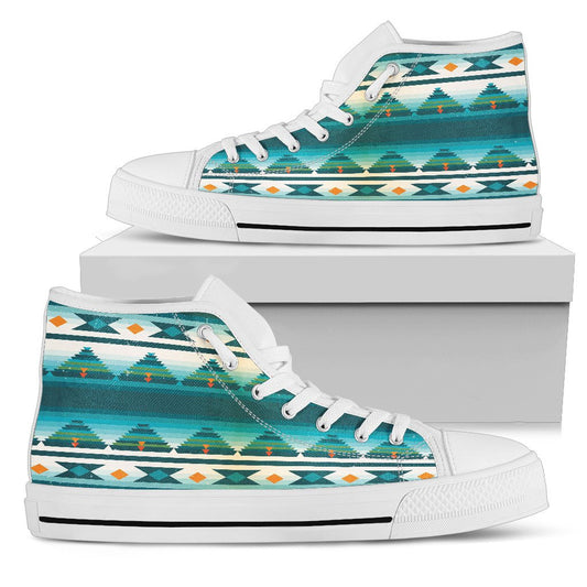 Blue Tribal Aztec Men High Top Shoes