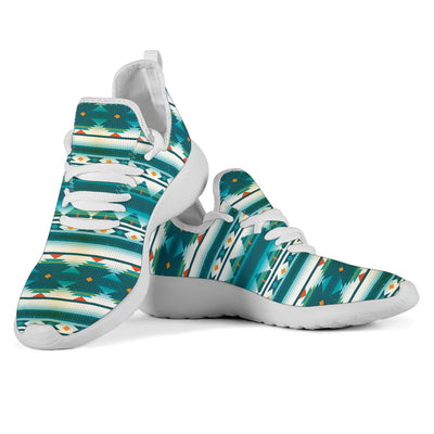 Blue Tribal Aztec Mesh Knit Sneakers Shoes