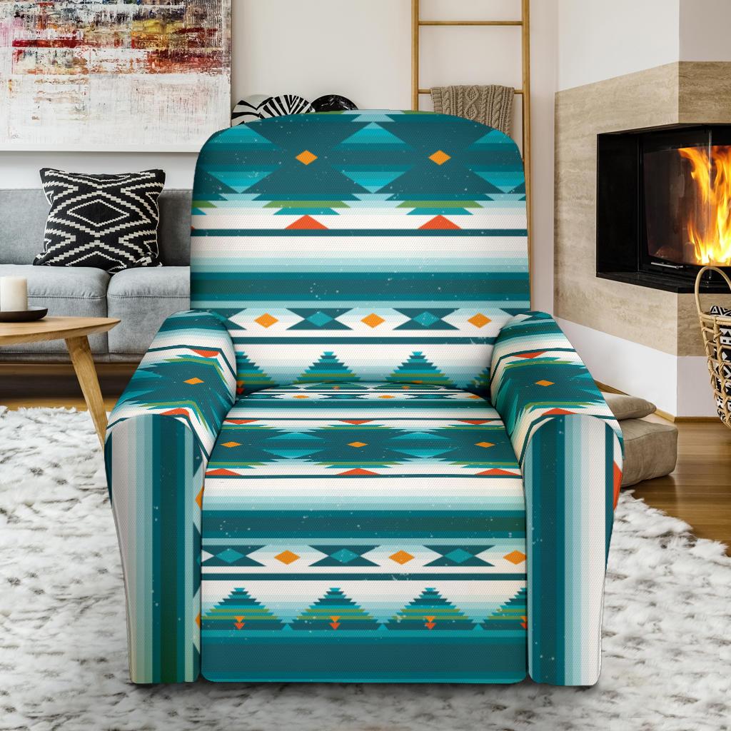 Blue Tribal Aztec Recliner Slipcover-JORJUNE.COM