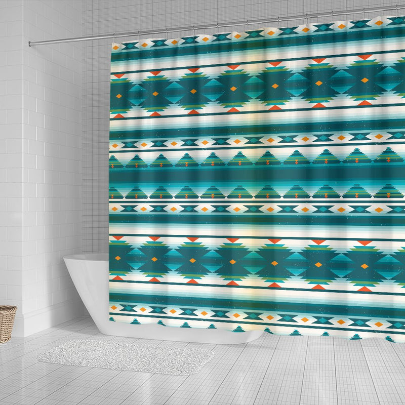 Blue Tribal Aztec Shower Curtain