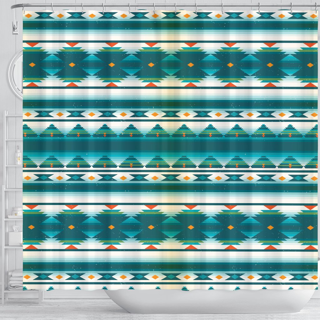 Blue Tribal Aztec Shower Curtain