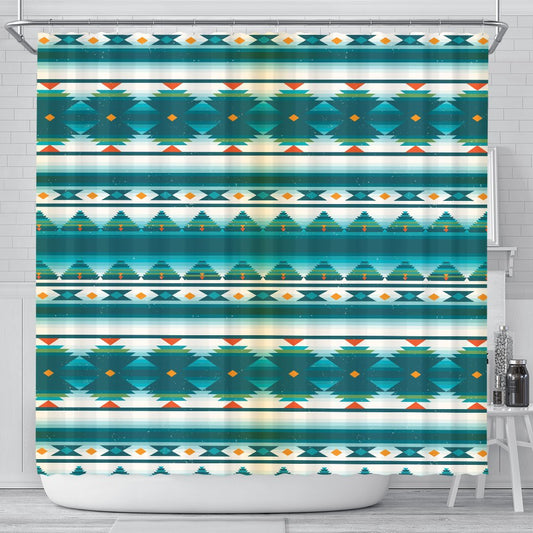 Blue Tribal Aztec Shower Curtain