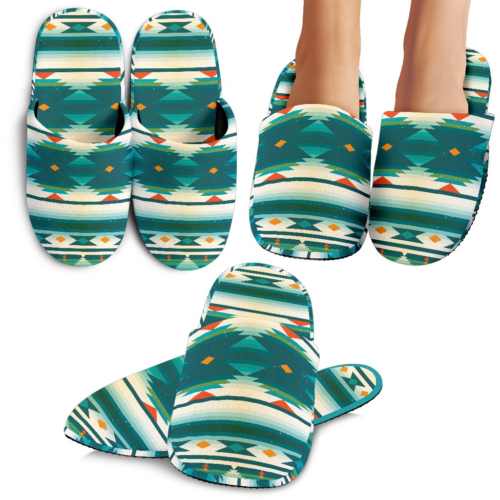 Blue Tribal Aztec Slippers