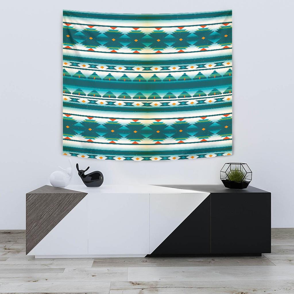 Blue Tribal Aztec Tapestry