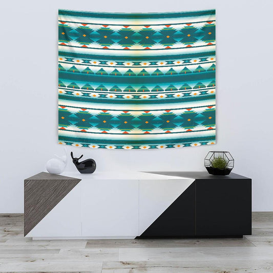 Blue Tribal Aztec Tapestry