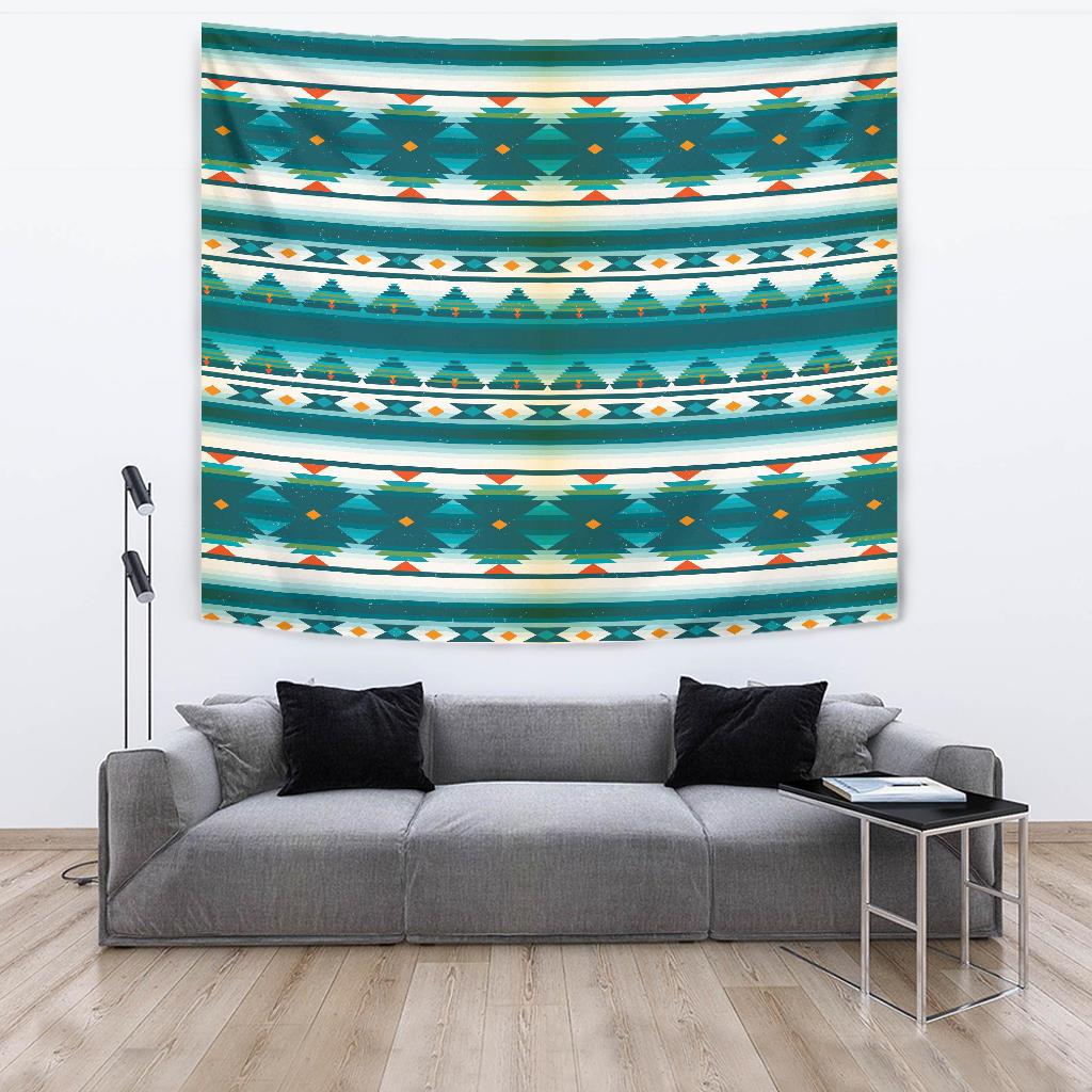 Blue Tribal Aztec Tapestry