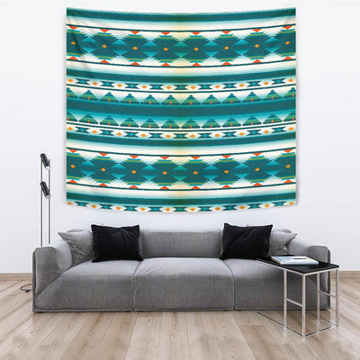 Blue Tribal Aztec Tapestry