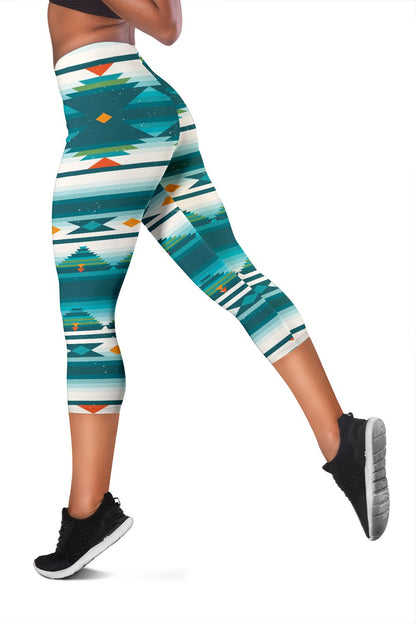 Blue Tribal Aztec Women Capris