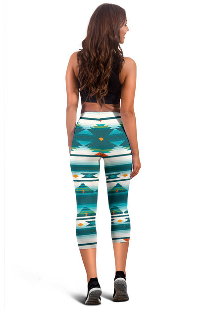 Blue Tribal Aztec Women Capris